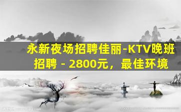 永新夜场招聘佳丽-KTV晚班招聘 - 2800元，最佳环境